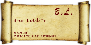 Brum Lotár névjegykártya